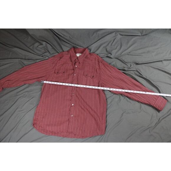 Scully Western Shirt L Mens Pink Stripes Pearl Snaps Cowboy Rockabilly Rodeo VTG - Picture 5 of 7